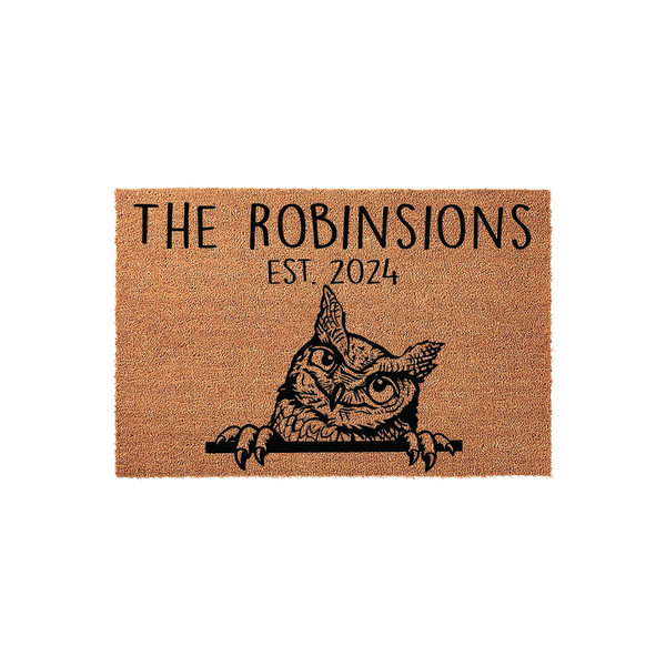 Est. Owl Personalized Family Name Doormat