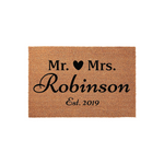 Mr. Mrs. Personalized Last Name Doormat