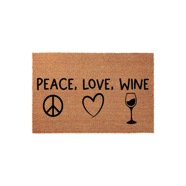 Peace, Love, Wine Doormat