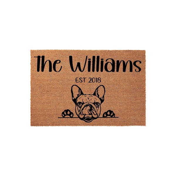 French Bulldog Personalized Family Name Doormat