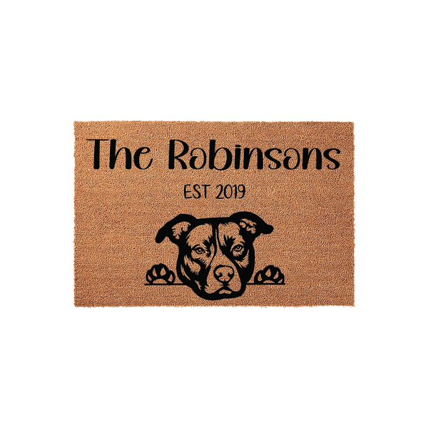 Pit Bull Custom Family Name Doormat
