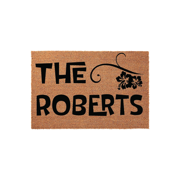 Hibiscus Flower Custom Last Name Doormat