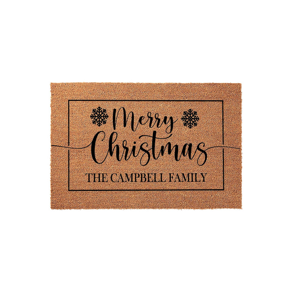 Merry Christmas Custom Family Name Doormat