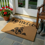Bulldog Personalized Last Name Doormat