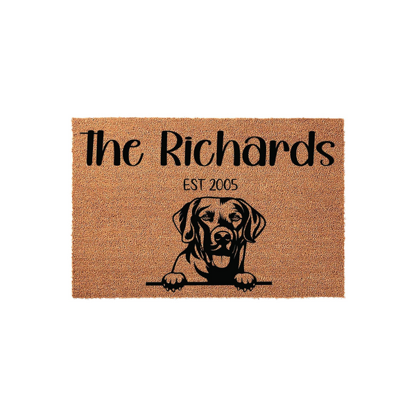 Dog Personalized Last Name Doormat