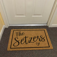 Heartful Last Name Custom Personalized Doormat
