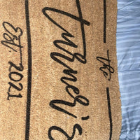 Last Name Established Date Custom Personalized Doormat
