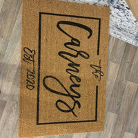 Last Name Established Date Custom Personalized Doormat