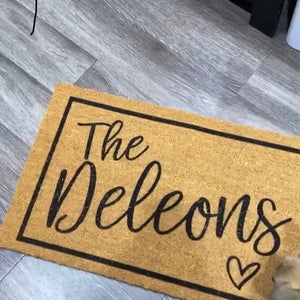 Heartful Last Name Custom Personalized Doormat