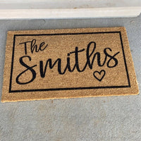Heartful Last Name Custom Personalized Doormat