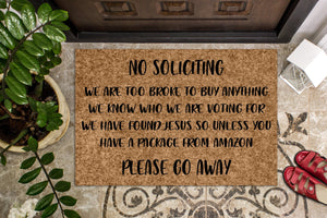 No Soliciting Please Go Away Doormat