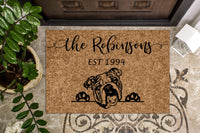 English Bulldog Personalized Custom Doormat
