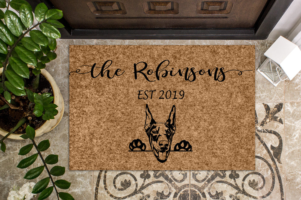 Doberman Pincher Dog Personalized Custom Doormat