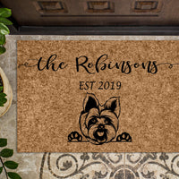 Yorkshire Terrier Dog Puppy Personalized Doormat