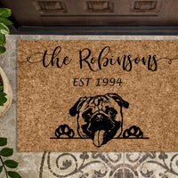 Pug Dog Personalized Custom Doormat