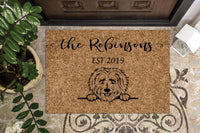 Golden Doodle Dog Personalized Custom Doormat
