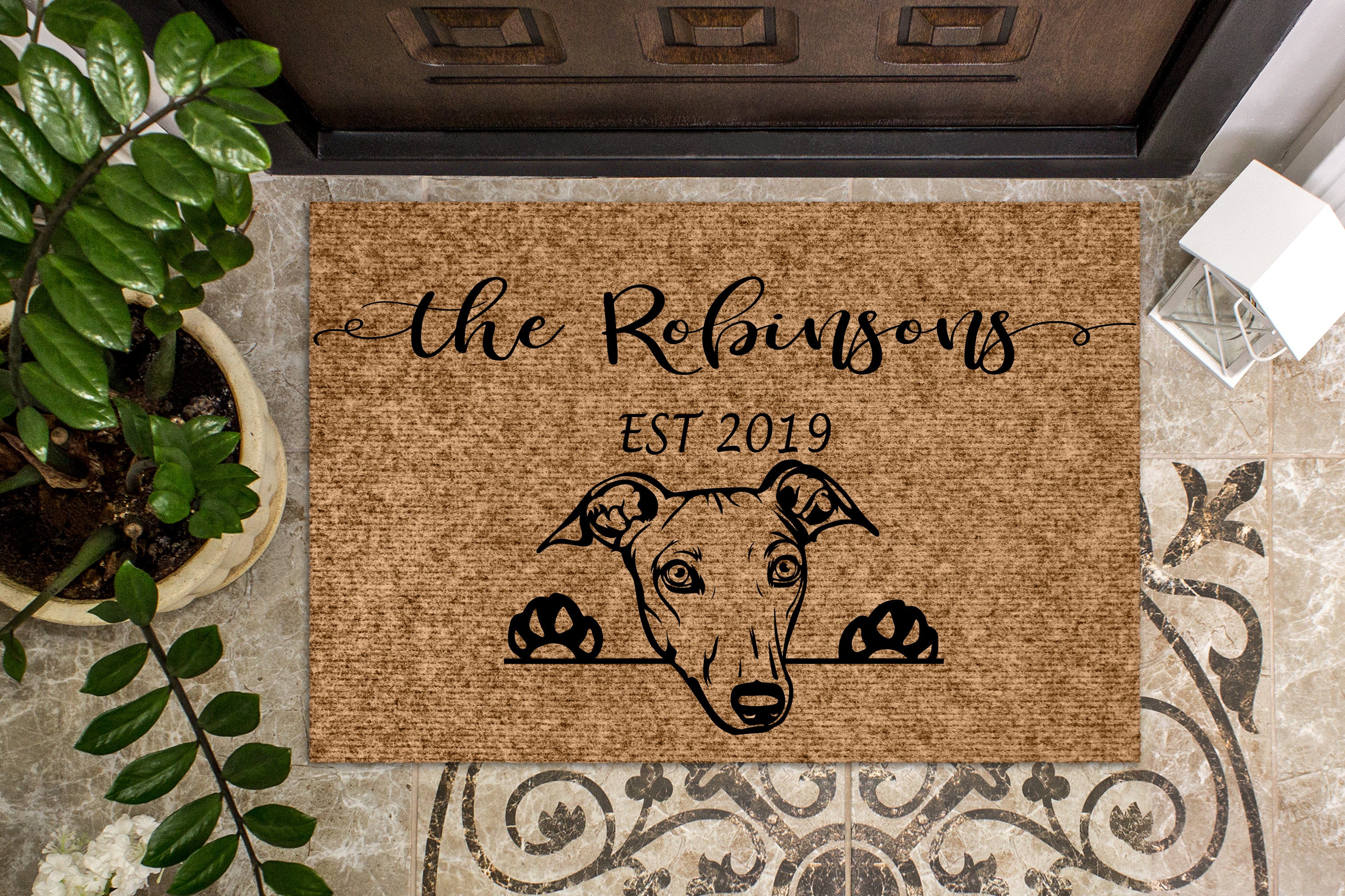 Greyhound Dog Personalized Custom Doormat - Main Image