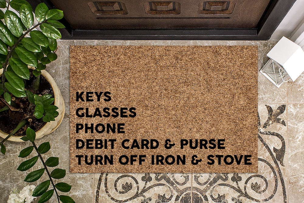 Keys Glasses Phone Debit Card Purse Iron Stove Doormat
