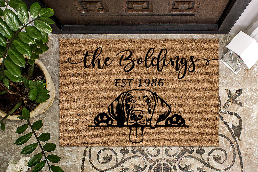 Weimaraner Dog Puppy Personalized Doormat