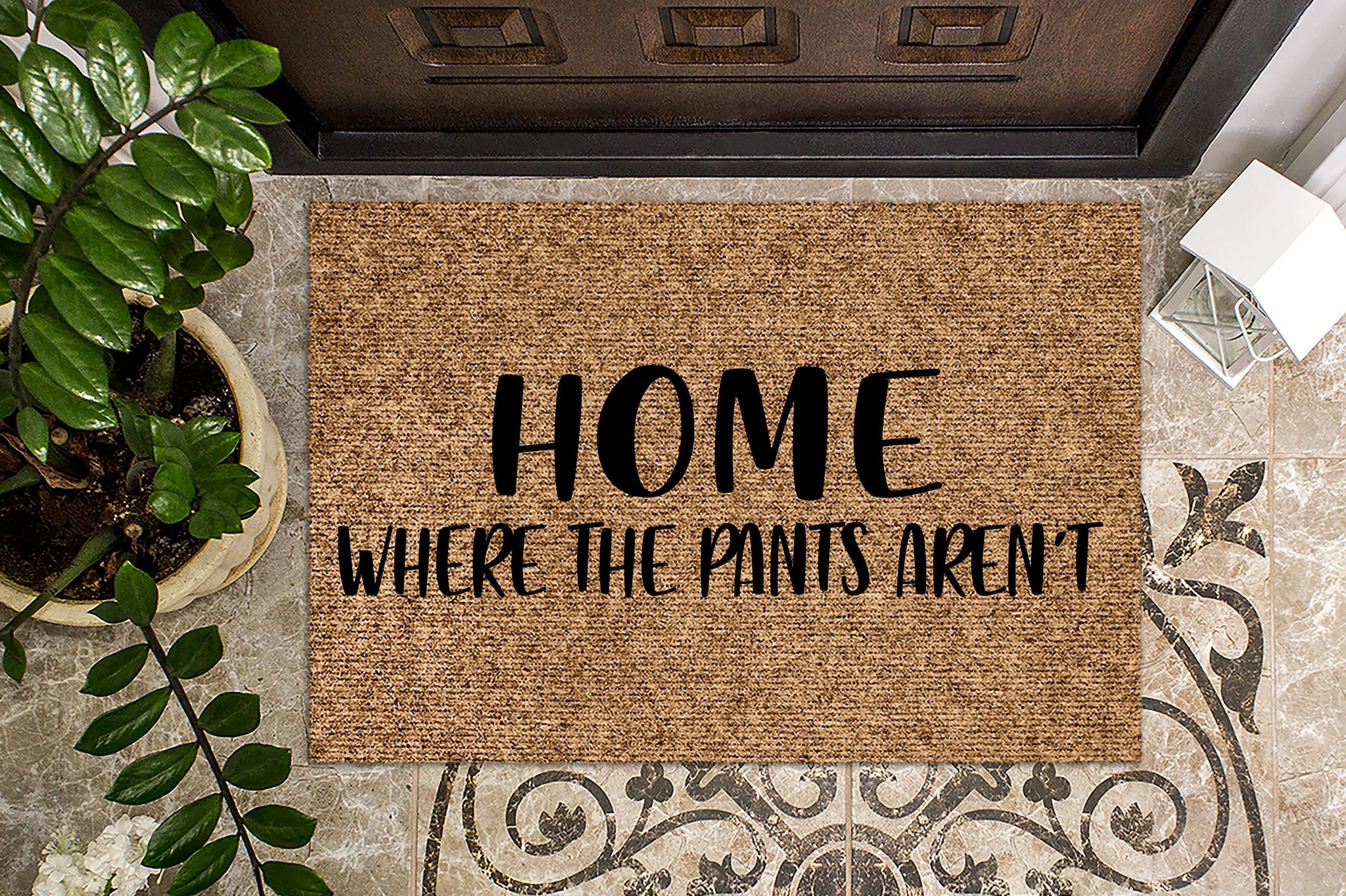Home is Where the Pants Aren't Doormats Funny Door Mat 