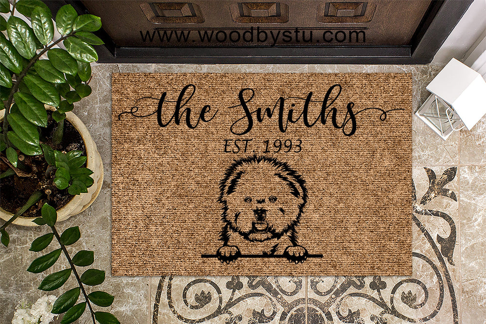 Bichon Frise v2 | Personalized Doormat | Bull Dog | Custom Doormat | Welcome Mat | Housewarming Gift | Last Name Door mat | Closing Gift