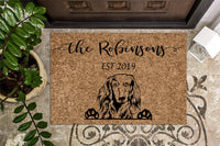 Long Haired Dachshund Personalized Doormat
