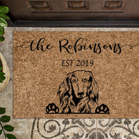 Long Haired Dachshund Personalized Doormat