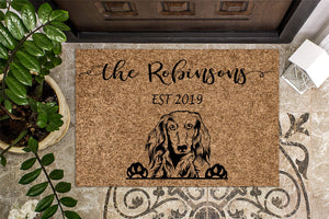 Long Haired Dachshund Personalized Doormat