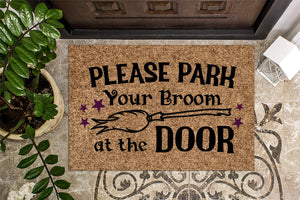 Please Park Your Broom At The Door Halloween Doormat