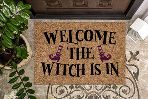 Welcome The Witch Is In Halloween Door Mat