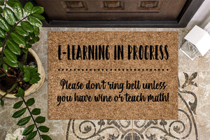E-Learning In Progress Don't Ring Bell Doormat