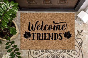 Welcome Fall Friends Door Mat | Fall Doormat | Welcome Mat | Fall Leaves Door Mat | Fall Autumn Decor Gift | Home Doormat | Custom Doormat