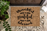 Thankful Grateful Blessed Fall Door Mat
