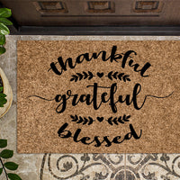 Thankful Grateful Blessed Fall Door Mat