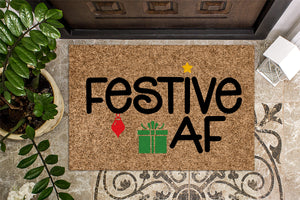 Festive AF Color Christmas Doormat