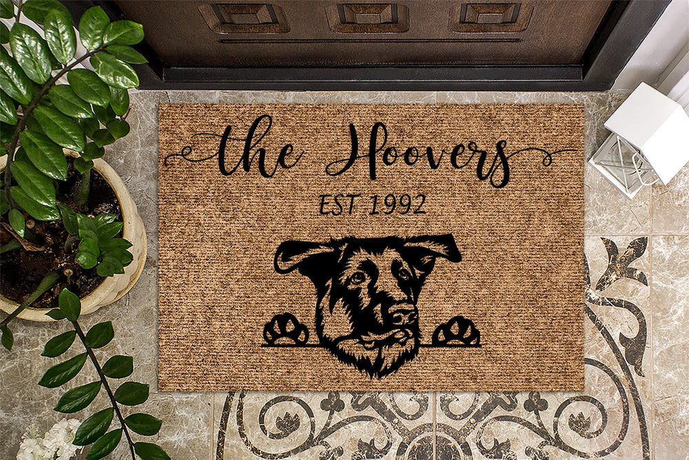 German Shepherd v3 Personalized Custom Doormat