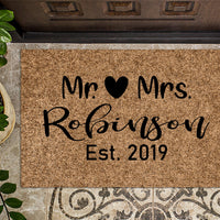 Mr & Mrs Custom Last Name Doormat