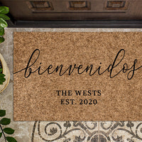 Family Name Bienvenidos | Housewarming Gift | Wedding Gift | Custom Spanish Doormat | Personalized Doormat | Closing Gift | Welcome Doormat