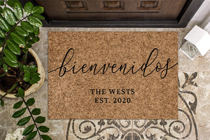 Family Name Bienvenidos | Housewarming Gift | Wedding Gift | Custom Spanish Doormat | Personalized Doormat | Closing Gift | Welcome Doormat