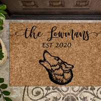 Howling Wolf Personalized Doormat