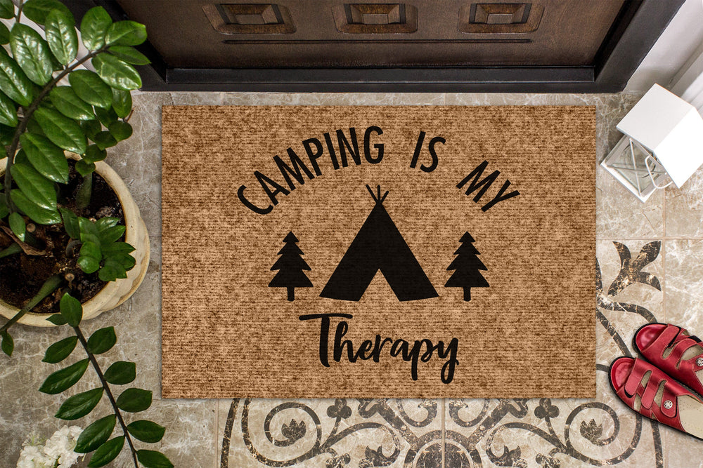 Camping is my Therapy | Camping Gift | Camping Welcome Mat | Custom Door Mat | Camper Decor | Camper Doormat | Happy Camper | Cute | Family
