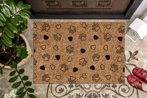 Paws and Hearts Patterned Doormat