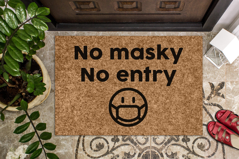 No Masky No Entry  Social Distancing Covid Doormat