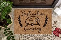 Destination Camping | Camping Gift | Camping Welcome Mat | Custom Door Mat | Camper Decor | Camper Doormat | Happy Camper | Cute | Family
