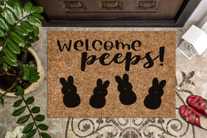 Welcome Peeps! Cute Funny Easter Doormat