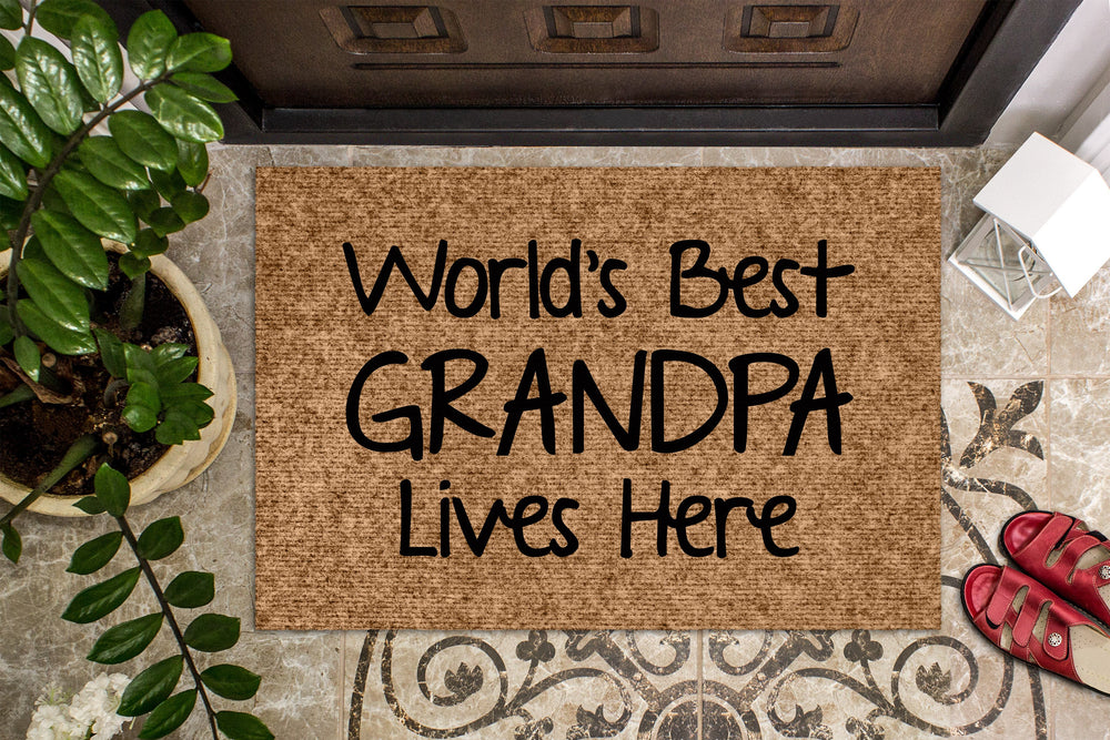 World's Best Grandpa Lives Here | Grandfather's House Door Mat | Welcome Mat | Gift for Grandpa |  Doormat | Custom Door Mat