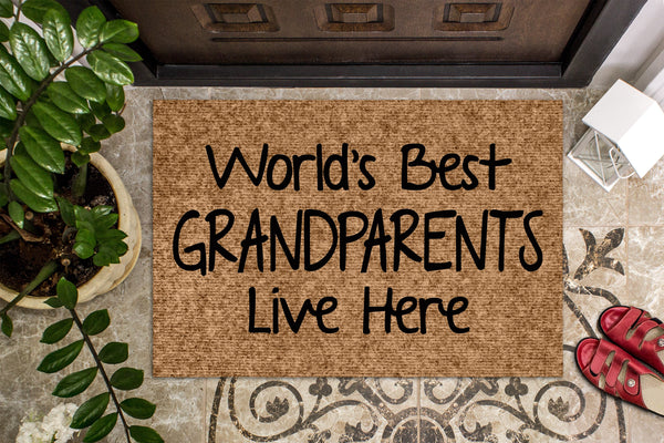 World's Best Grandparents Live Here | Grandparent's House Door Mat | Welcome Mat | Gift for Grandparents |  Doormat | Custom Door Mat