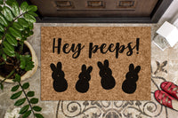 Hey Peeps! | Easter Gift | Cute Funny Holiday Welcome Mat | Custom Door Mat | Easter Decor Doormat | Cute Spring Easter Door Mat
