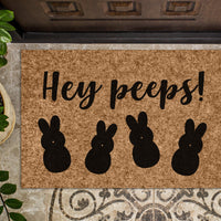 Hey Peeps! | Easter Gift | Cute Funny Holiday Welcome Mat | Custom Door Mat | Easter Decor Doormat | Cute Spring Easter Door Mat