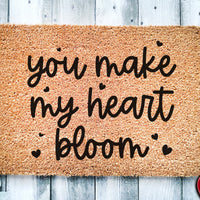 You Make My Heart Bloom Doormat | Love Spring Welcome Mat | Springtime Door Mat | Valentine's Decor Doormat | Cute Spring Romantic Door Mat